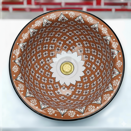 Évier de salle de bain et de cuisine rouge peint à la main