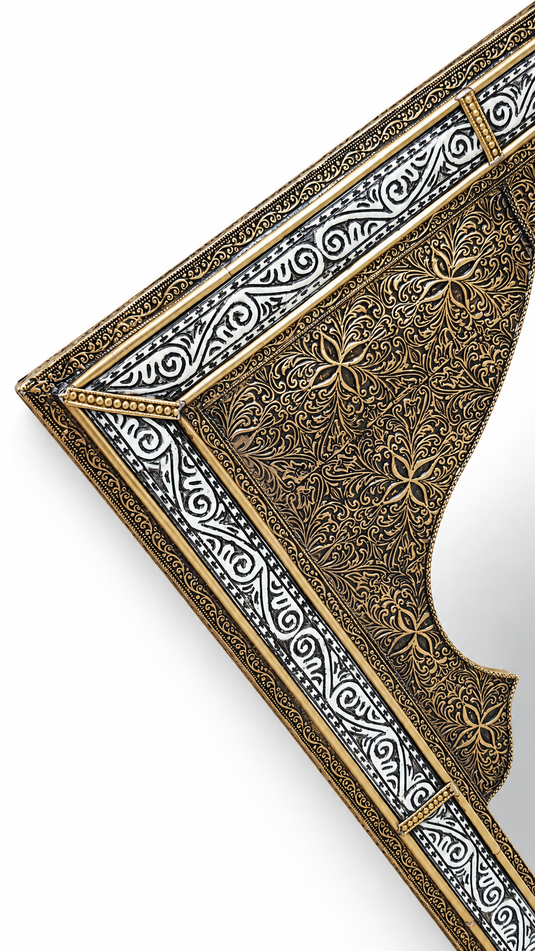 Handmade Moroccan Arch Mirror – Resin & Brass Decorative Wall Mirror, Moorish Boho Wall Decor