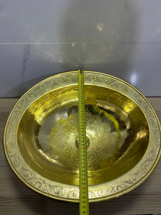 Lavabo marocain en laiton gravé martelé, lavabo en laiton, salle de bain arabe