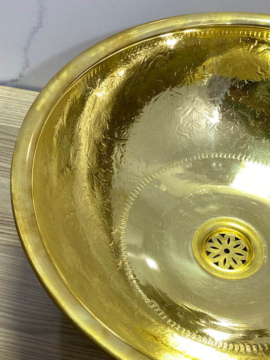 Lavabo marocain en laiton gravé martelé, lavabo en laiton, salle de bain arabe