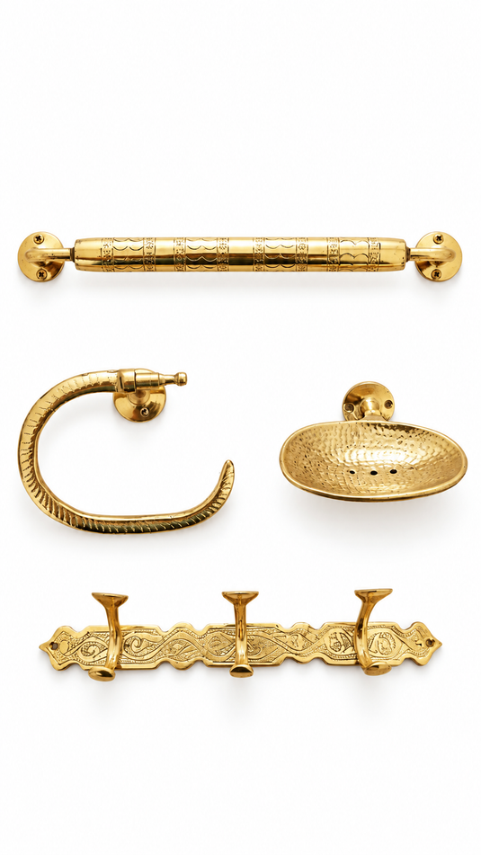 Moroccan Brass Bathroom Accessories Set – 4-Piece Wall