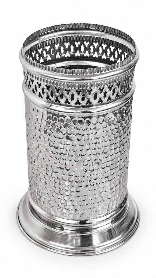 Handmade Hammered Brass Trash Can, Unlacquered Brass Waste Basket for Bathroom