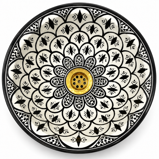 Lavabo de salle de bain marocain au design artisanal