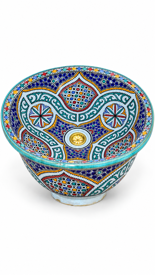 Lavabo rond peint à la main pour salle de bain et évier de cuisine