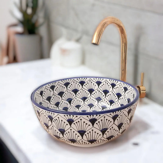 Hand-Painted Bathroom & Kitchen Round Washbasin - Moroccan Sink