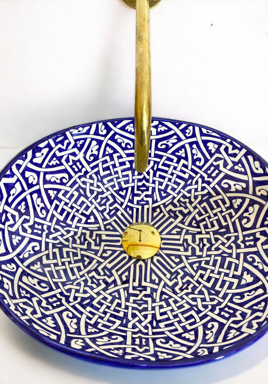 Lavabo de salle de bain ovale peint à la main #001