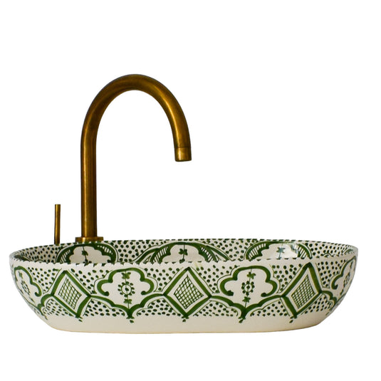 Lavabo de salle de bain ovale peint à la main #001