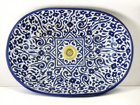 Hand-Painted Oval Bathroom Sink #009