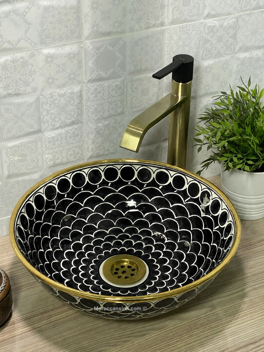 Hand Painted Blue Fish Scale Sink