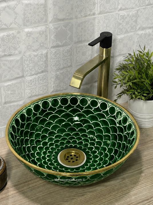 Hand Painted Blue Fish Scale Sink