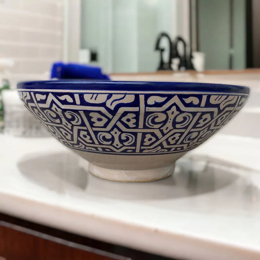 Round Hand Painted Kitchen Washbasin - Moroccan Sink