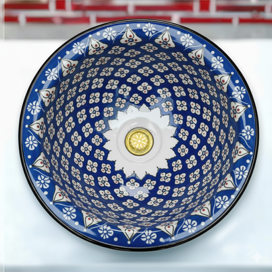 Évier de salle de bain et de cuisine rouge peint à la main