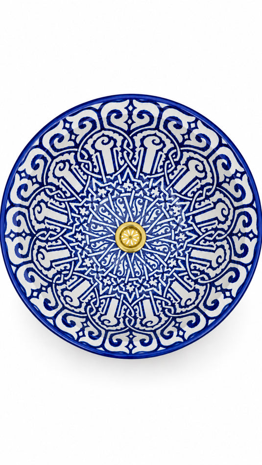 Évier bleu de salle de bain et de cuisine peint à la main