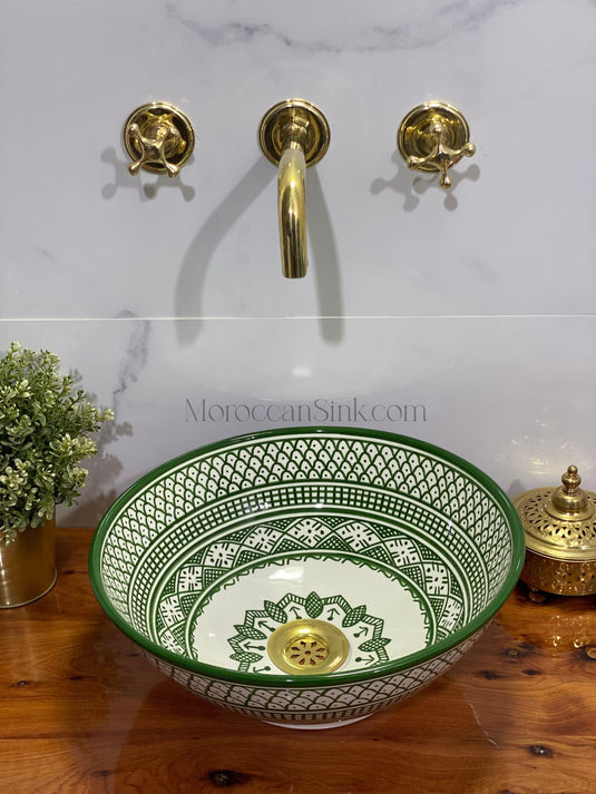 Bathroom vessel sink handmade hand painted - ceramic sink decor built with mid century modern Flair - Moroccan Sink