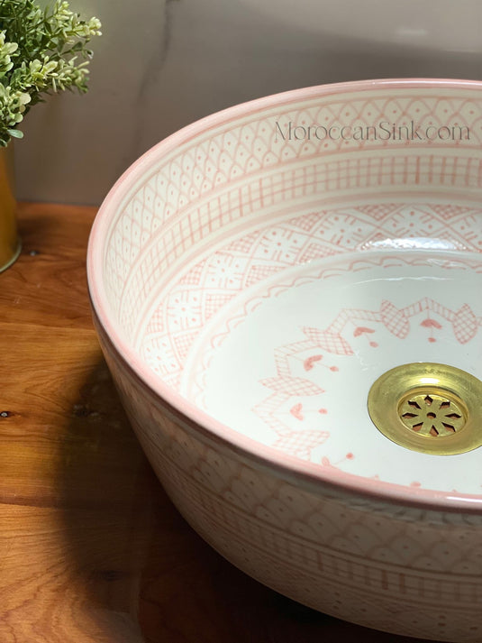 Bathroom Vessel Sink Hand-Painted Bathroom Mid Century Modern Bowl Sink Lavatory - Moroccan Sink