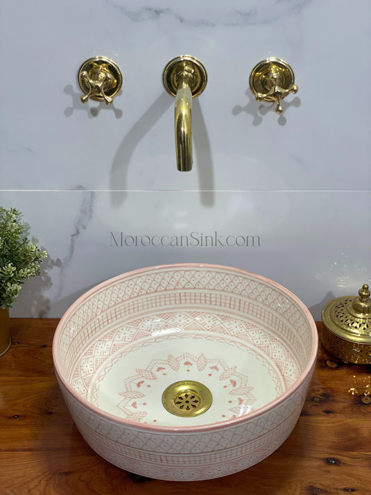 Bathroom Vessel Sink Hand-Painted Bathroom Mid Century Modern Bowl Sink Lavatory - Moroccan Sink