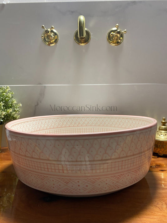 Bathroom Vessel Sink Hand-Painted Bathroom Mid Century Modern Bowl Sink Lavatory - Moroccan Sink