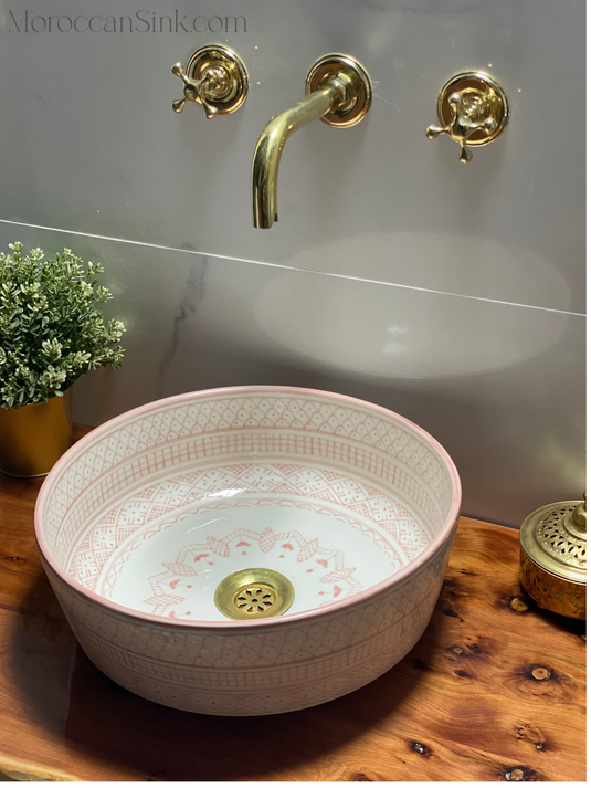 Bathroom Vessel Sink Hand-Painted Bathroom Mid Century Modern Bowl Sink Lavatory - Moroccan Sink