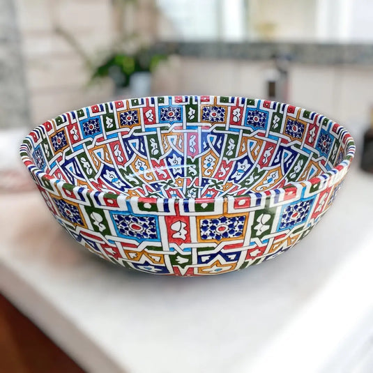 Round Hand Painted Kitchen Sink - Moroccan Sink