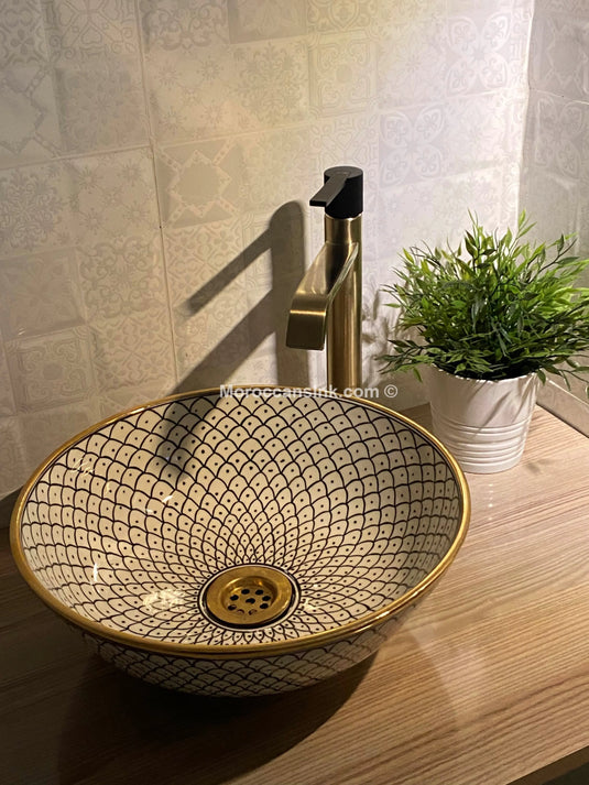 Moroccan Gold Handpainted Sink - Moroccan Sink