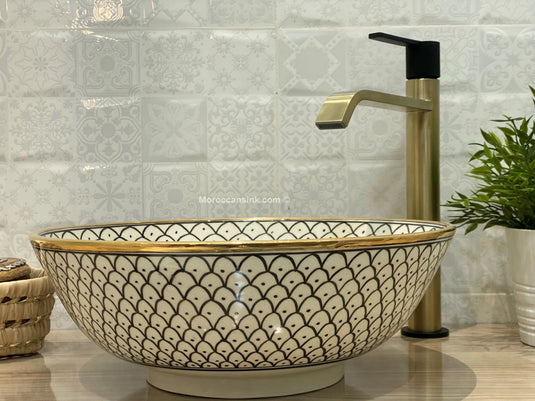 Moroccan Gold Handpainted Sink - Moroccan Sink