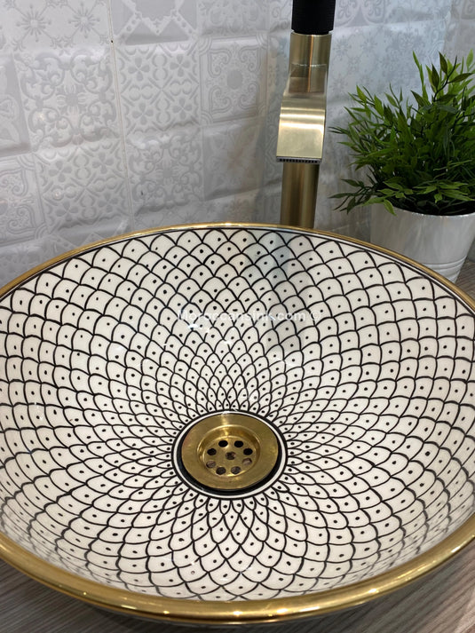 Moroccan Gold Handpainted Sink - Moroccan Sink