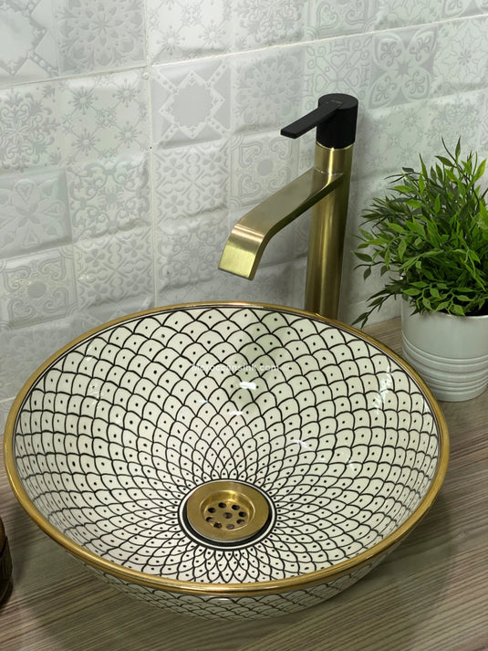 Moroccan Gold Handpainted Sink - Moroccan Sink