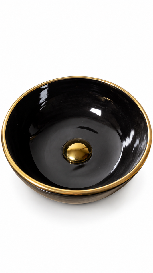 Vasque Marocaine en OR 14K Unicolore Noir 