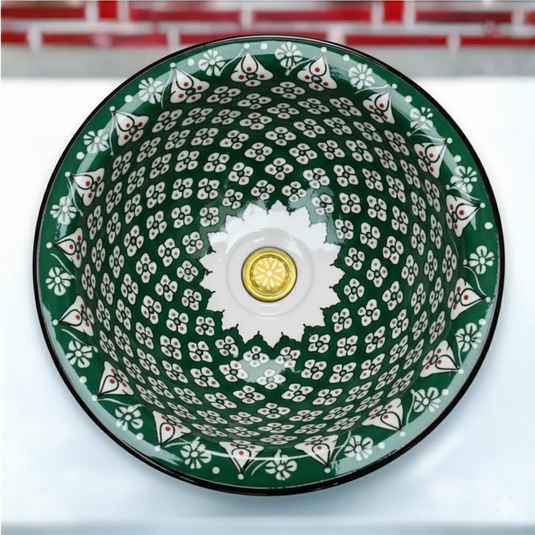 Évier de salle de bain et de cuisine rouge peint à la main