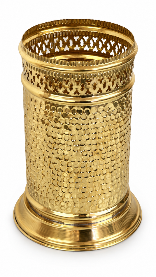 Handmade Hammered Brass Trash Can, Unlacquered Brass Waste Basket for Bathroom