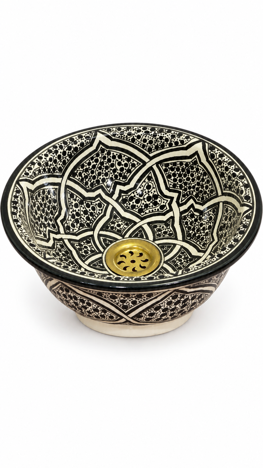 Évier marocain noir et blanc
