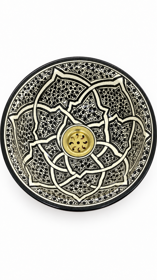 Évier marocain noir et blanc