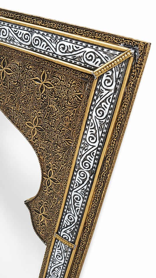 Handmade Moroccan Arch Mirror – Resin & Brass Decorative Wall Mirror, Moorish Boho Wall Decor