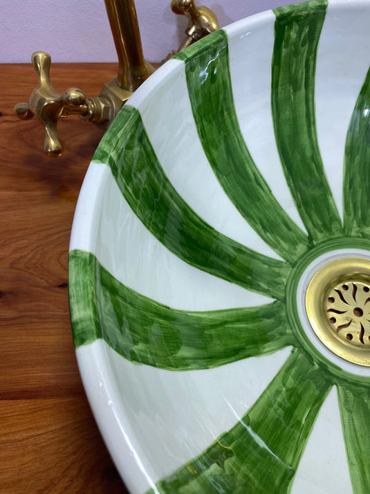 Green Hand Painted Bathroom & Kitchen Sink - Moroccan Sink