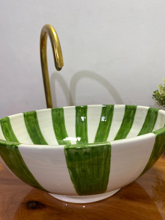 Green Hand Painted Bathroom & Kitchen Sink - Moroccan Sink