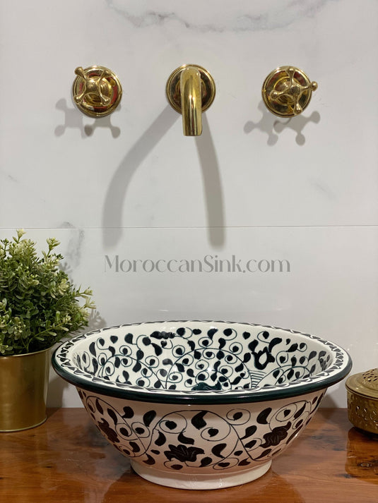 Hand-Painted Bathroom Mid Century Bathroom Vessel Sink