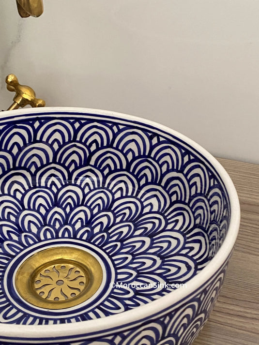 Round Hand Painted Washbasin For Home Decor - Moroccan Sink