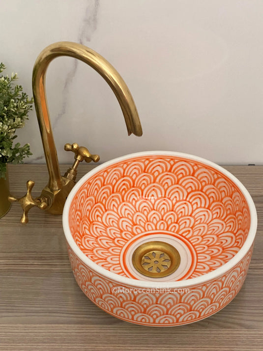 Round Hand Painted Washbasin For Home Decor - Moroccan Sink