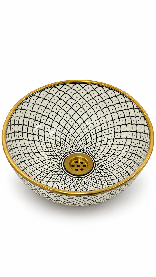 Évier marocain peintes à la main motif Écailles de poisson 