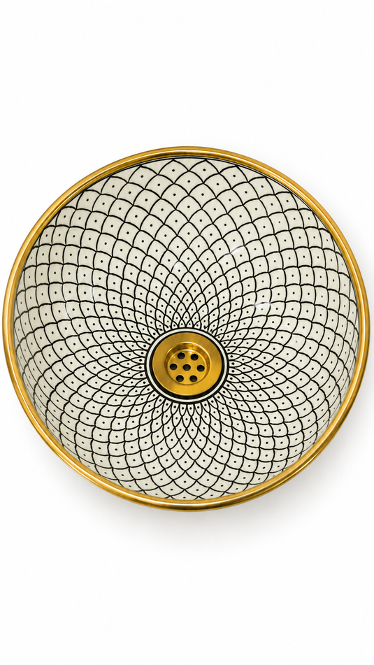 Évier marocain peintes à la main motif Écailles de poisson 