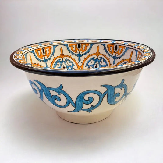 Hand Painted Round Kitchen Sink - Moroccan Sink