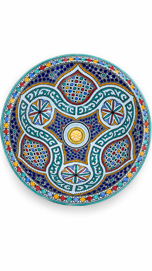 Lavabo rond peint à la main pour salle de bain et évier de cuisine