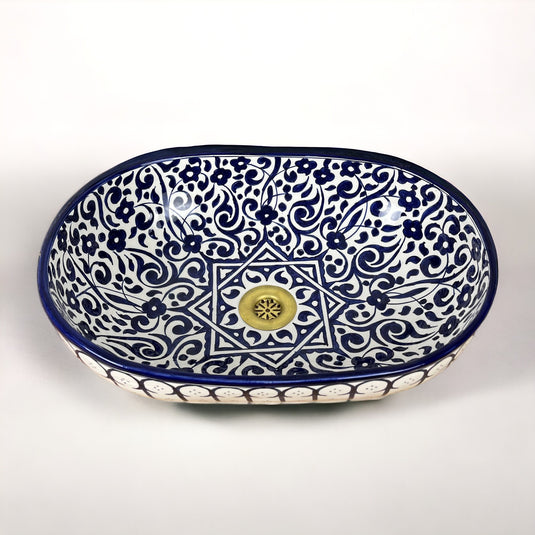 Hand-Painted Oval Bathroom Sink #018