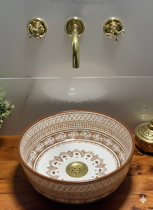 Bathroom Vessel Sink Hand-Painted Bathroom Mid Century Modern Bowl Sink Lavatory