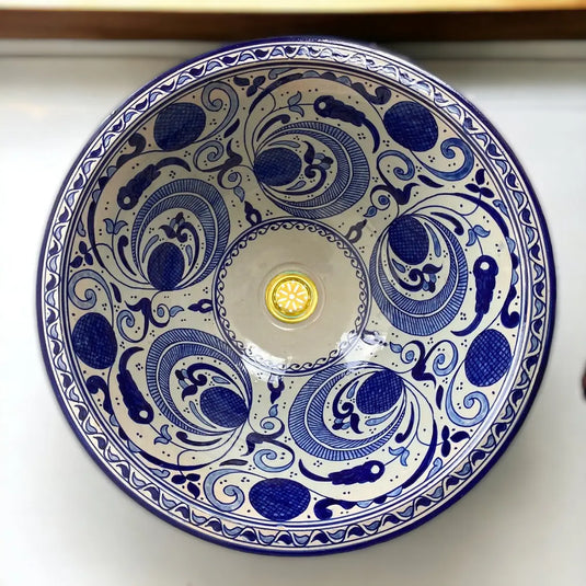 Round Hand Painted Kitchen Sink - Moroccan Sink