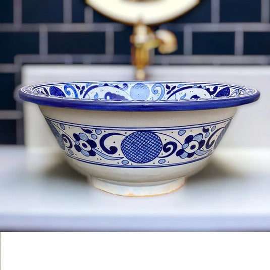 Round Hand Painted Kitchen Sink - Moroccan Sink