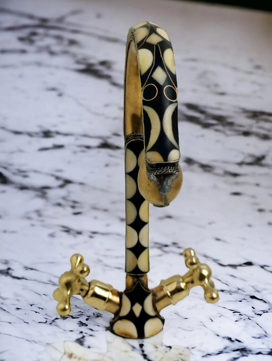 Unlacquered brass bathroom faucet with resin and bone accents #07 MoroccanSink