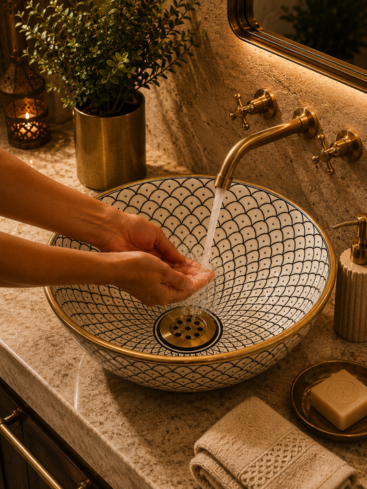 Moroccan Gold Handpainted Sink