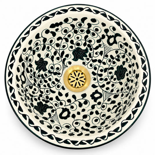 Hand-Painted Bathroom Mid Century Bathroom Vessel Sink