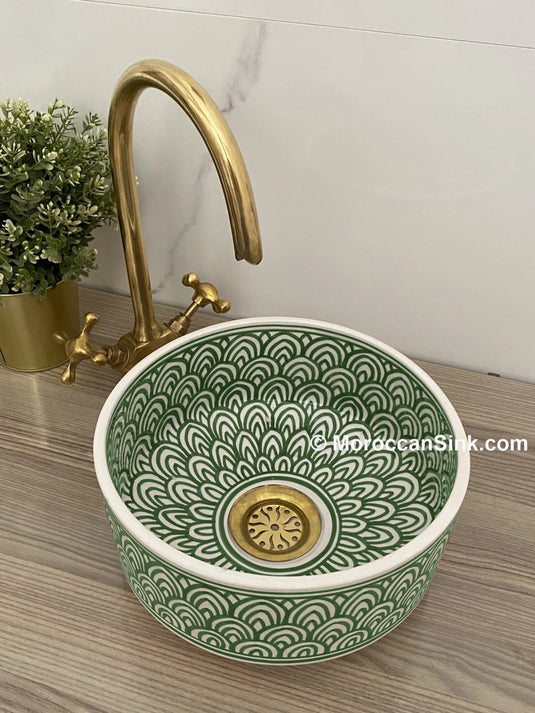 Round Hand Painted Washbasin For Home Decor - Moroccan Sink